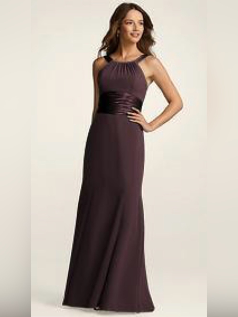 NWT David's Bridal Chiffon & Charmeuse Truffle Long Evening Gown (2) - Picture 2 of 12